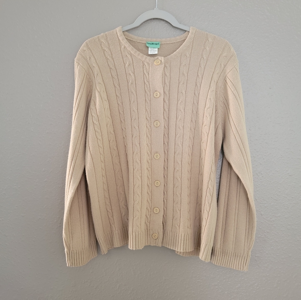 Women's Cream Cable Knit Cardigan